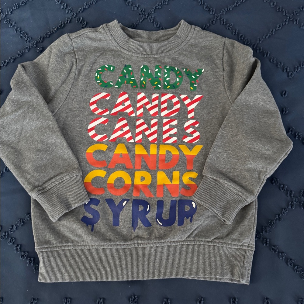 Hanna Andersson Elf Gray Crewneck Sweatshirt with Colorful Pattern